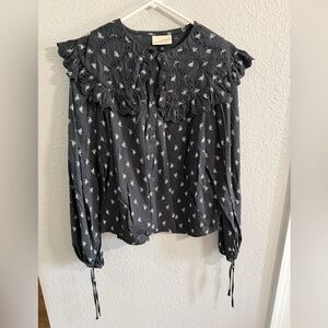 Universal Thread Black Eyelet Floral Blouse